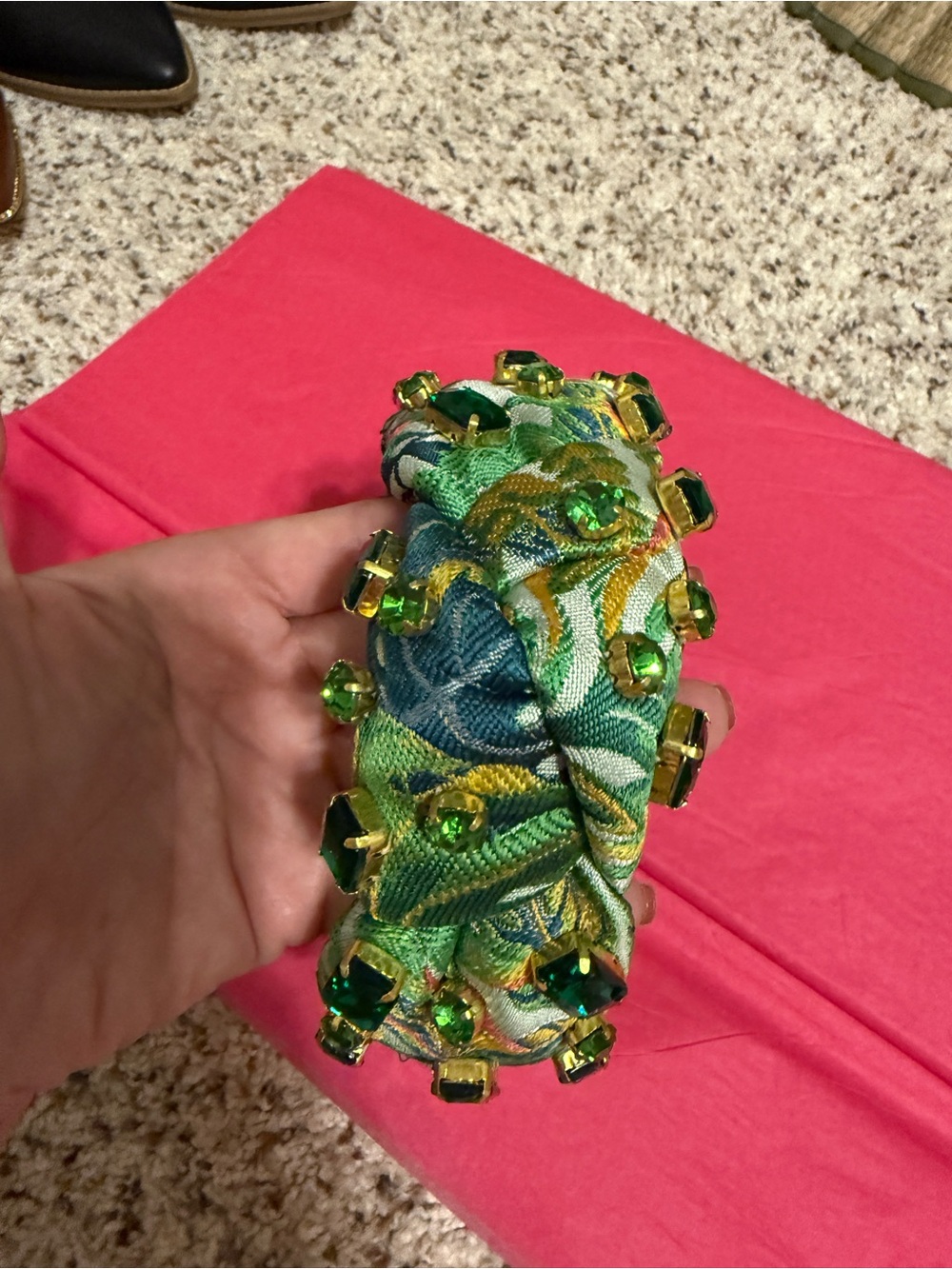 Brianna Cannon Green Tropical Embellished Women's Headband - Picture 7 of 8